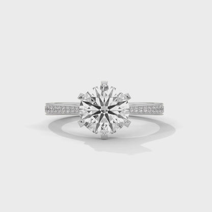 2CT Lab Grown Diamond Engagement Ring | VVS Clarity Solitaire with Side Diamonds | Solid Gold Ring in 14K/18K/10K | Customizable Bridal Ring