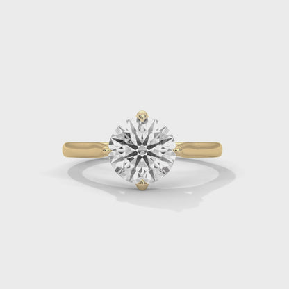 2CT Lab Grown Diamond Solitaire Engagement Ring | VVS Clarity Round Cut |  Solid Gold | Minimalist Lab Diamond Ring | Customizable Gift