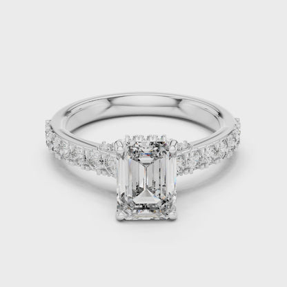 2.468 CT Emerald Cut Lab Diamond Ring for Women | VVS-VS EF CVD | 18KT, 14KT, 10KT Gold & 925 Silver | Rose, Yellow, White Gold & Moissanite Options