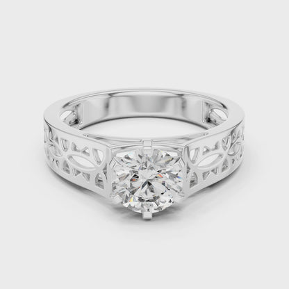 1 CT Round Lab Diamond Ring for Women | VVS-VS EF CVD | 18KT, 14KT, 10KT Gold & 925 Silver | Rose, Yellow, White Gold & Moissanite Options