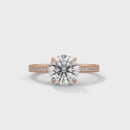 2CT Lab Grown Diamond Engagement Ring | VVS Clarity Solitaire with Side Stones | Solid Gold Wedding Ring | Ethical Diamond Ring for Her