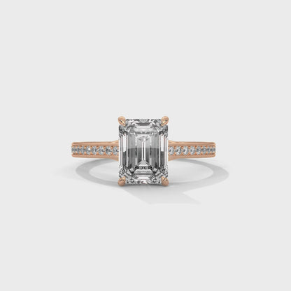 2 Carat Emerald Lab Diamond Engagement Ring | VVS Clarity Lab-Grown Diamond Ring | Solid Gold Customizable Ring | Promise Ring for Her