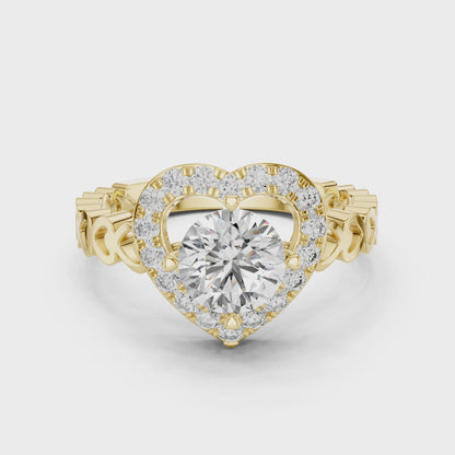 1.324 CT Heart-Shaped Lab Diamond Ring for Women | VVS-VS EF CVD | 18KT, 14KT, 10KT Gold & 925 Silver | Rose, Yellow, White Gold & Moissanite Options