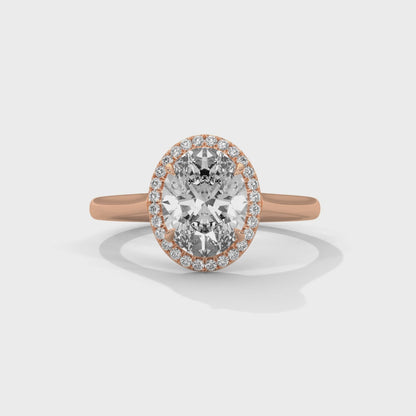 2ct Oval Lab Diamond Engagement Ring in Rose Gold | VVS Halo Ring | Delicate Pave Band | Ethical Bridal Jewelry | Maz Jewels