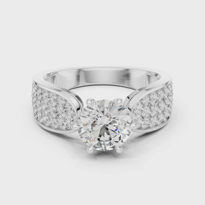 1.53 CT Round Cut Lab Diamond Ladies Ring | VVS-VS EF CVD | 18KT, 14KT, 10KT Gold & 925 Silver | Rose, Yellow, White Gold & Moissanite Options