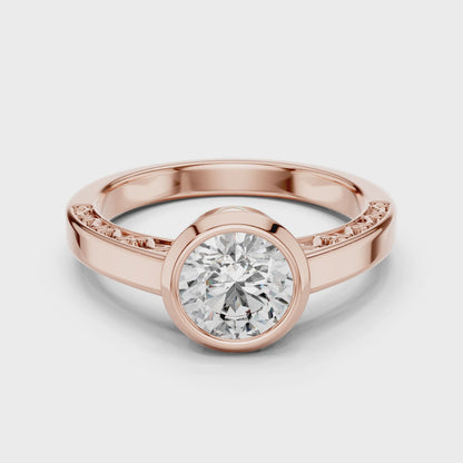 1 CT Round Lab Diamond Ring for Women | VVS-VS EF CVD | 18KT, 14KT, 10KT Gold & 925 Silver | Rose, Yellow, White Gold & Moissanite Options