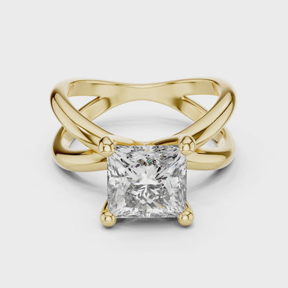 3 CT Princess Cut Lab Diamond Ring for Women | VVS-VS EF CVD Diamond | 18KT, 14KT, 10KT Gold & 925 Silver | Rose, Yellow, White Gold & Moissanite Options