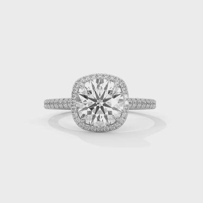 2CT Lab Grown Diamond Halo Engagement Ring | VVS Clarity | 14K/18K Yellow Rose White Gold | Round Cut Cushion Halo | Customizable Ring