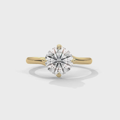 Round Solitaire Diamond Engagement Ring – 10K, 14K, 18K White, Yellow & Rose Gold