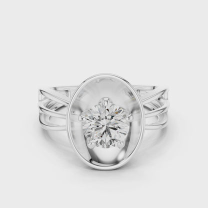 1 CT Oval Lab Diamond Ring for Women | VVS-VS EF CVD | 18KT, 14KT, 10KT Gold & 925 Silver | Rose, Yellow, White Gold & Moissanite Options