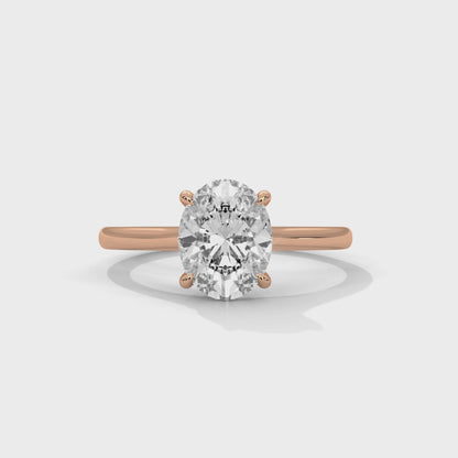 Oval Lab Diamond Solitaire Engagement Ring – 2ct VVS Clarity – Solid Gold in Rose, Yellow or White – Classic Oval Cut Lab Grown Diamond Ring