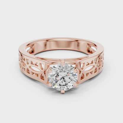 1 CT Round Lab Diamond Ring for Women | VVS-VS EF CVD | 18KT, 14KT, 10KT Gold & 925 Silver | Rose, Yellow, White Gold & Moissanite Options