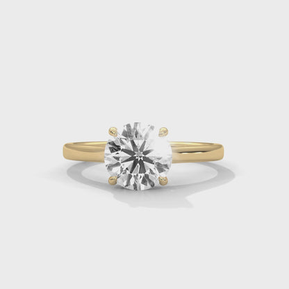 Elegant 2ct Lab Diamond Solitaire Engagement Ring | 14K Yellow, Rose & White Gold | Minimalist Round Cut Proposal Ring | Custom Gold Jewelry