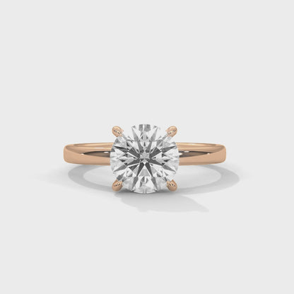 1ct Lab Diamond Solitaire Engagement Ring | 14K 18K 10K Gold or 925 Silver | Classic Round Cut Diamond Ring | Minimalist Wedding Ring