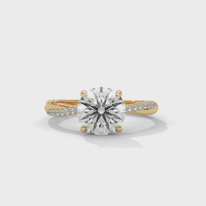 Elegant Twisted Solitaire Diamond Engagement Ring – Lab Grown Diamond | Customizable in 10K/14K/18K Gold | VVS Clarity