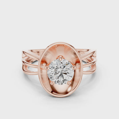 1 CT Oval Lab Diamond Ring for Women | VVS-VS EF CVD | 18KT, 14KT, 10KT Gold & 925 Silver | Rose, Yellow, White Gold & Moissanite Options