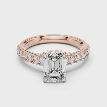 2.468 CT Emerald Cut Lab Diamond Ring for Women | VVS-VS EF CVD | 18KT, 14KT, 10KT Gold & 925 Silver | Rose, Yellow, White Gold & Moissanite Options