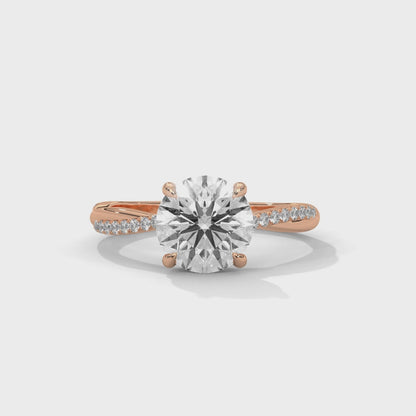 Elegant Twisted Solitaire Diamond Engagement Ring – Lab Grown Diamond | Customizable in 10K/14K/18K Gold | VVS Clarity