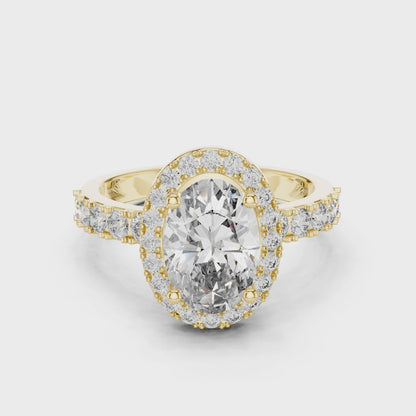 2.44 CT Oval Cut Halo Lab Diamond Engagement Ring for Women | VVS-VS EF CVD | 18KT, 14KT, 10KT Gold & 925 Silver | Rose, Yellow, White Gold & Moissanite Options