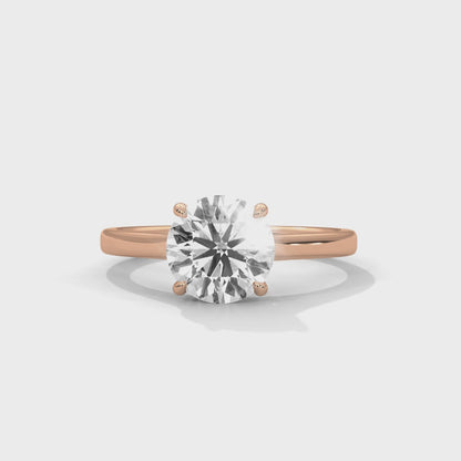 Elegant 2ct Lab Diamond Solitaire Engagement Ring | 14K Yellow, Rose & White Gold | Minimalist Round Cut Proposal Ring | Custom Gold Jewelry