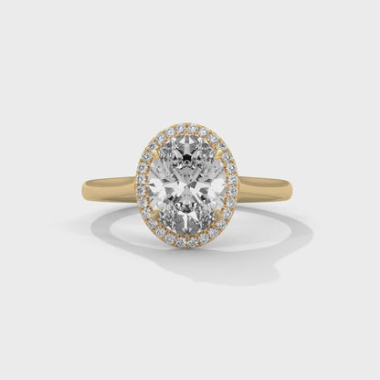 2ct Oval Lab Diamond Engagement Ring in Rose Gold | VVS Halo Ring | Delicate Pave Band | Ethical Bridal Jewelry | Maz Jewels