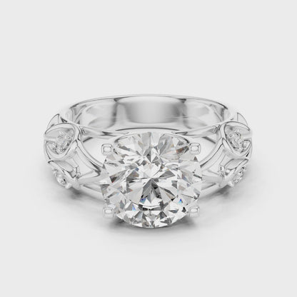3.58 CT Round Cut Lab Diamond Ladies Ring | VVS-VS EF CVD | 18KT, 14KT, 10KT Gold & 925 Silver | Rose, Yellow, White Gold & Moissanite Options