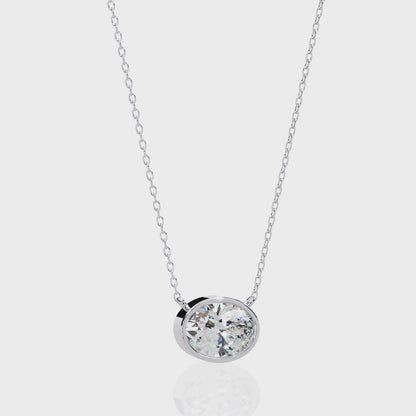 0.75 Ct Oval Cut Lab Diamond Pendant Necklace | IGI Certified VVS-EF | 18K & 14K Gold Bezel Setting