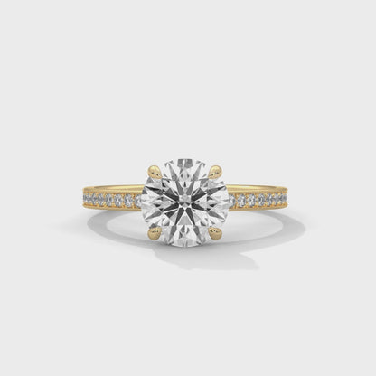 2CT Lab Grown Diamond Engagement Ring | VVS Clarity Solitaire with Side Stones | Solid Gold Wedding Ring | Ethical Diamond Ring for Her