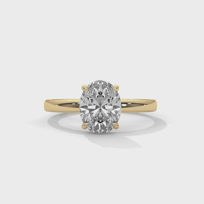 1ct Oval Lab Diamond Solitaire Engagement Ring | Dainty 4-Prong Ring in 14k 18k 10k Gold or 925 Silver | Minimalist Promise Ring for Her