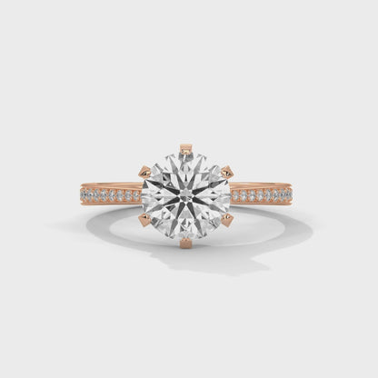 2CT Lab Grown Diamond Engagement Ring | VVS Clarity Solitaire with Side Diamonds | Solid Gold Ring in 14K/18K/10K | Customizable Bridal Ring