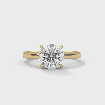 1ct Lab Diamond Solitaire Engagement Ring | 14K 18K 10K Gold or 925 Silver | Classic Round Cut Diamond Ring | Minimalist Wedding Ring