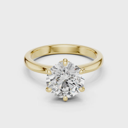 2.15 CT Round Lab Diamond Ring for Women | VVS-VS EF CVD | 18KT, 14KT, 10KT Gold & 925 Silver | Rose, Yellow, White Gold & Moissanite Options