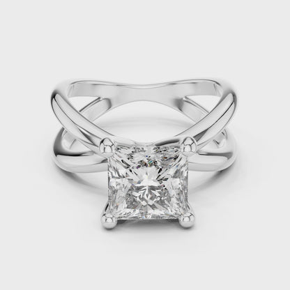 3 CT Princess Cut Lab Diamond Ring for Women | VVS-VS EF CVD Diamond | 18KT, 14KT, 10KT Gold & 925 Silver | Rose, Yellow, White Gold & Moissanite Options