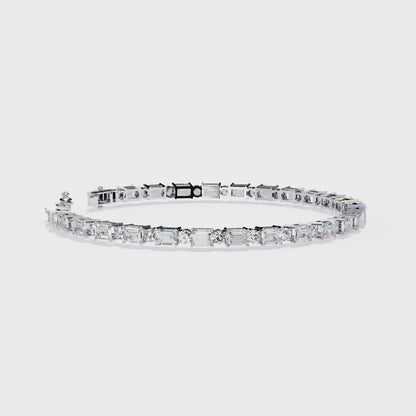 6.95ct Lab Diamond Tennis Bracelet | Emerald & Round Cut | 10K 14K 18K Gold and 925 Silver | Luxurious Gift for Her | Maz Jewels