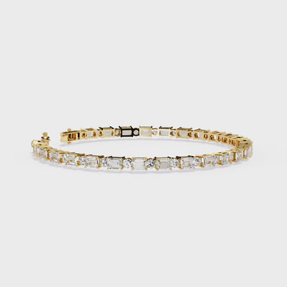 6.95ct Lab Diamond Tennis Bracelet | Emerald & Round Cut | 10K 14K 18K Gold and 925 Silver | Luxurious Gift for Her | Maz Jewels