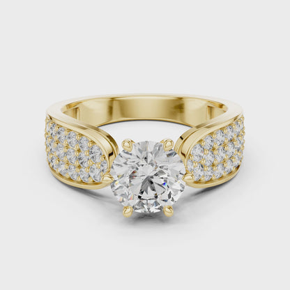1.53 CT Round Cut Lab Diamond Ladies Ring | VVS-VS EF CVD | 18KT, 14KT, 10KT Gold & 925 Silver | Rose, Yellow, White Gold & Moissanite Options