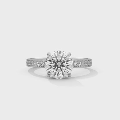 1ct Lab Diamond Engagement Ring | Round Cut Solitaire with Side Stones | 14K 18K 10K Gold & 925 Silver | Dainty Sparkle Ring | Maz Jewels