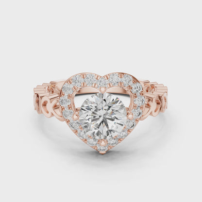 1.324 CT Heart-Shaped Lab Diamond Ring for Women | VVS-VS EF CVD | 18KT, 14KT, 10KT Gold & 925 Silver | Rose, Yellow, White Gold & Moissanite Options