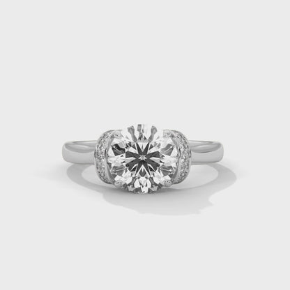 2CT Round Lab Diamond Engagement Ring | Solid Gold Solitaire with Side Diamonds | VVS Clarity | Unique Lab Grown Diamond Ring