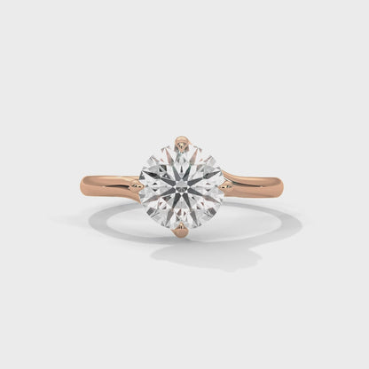 Round Solitaire Diamond Engagement Ring – 10K, 14K, 18K White, Yellow & Rose Gold