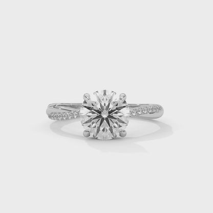 Elegant Twisted Solitaire Diamond Engagement Ring – Lab Grown Diamond | Customizable in 10K/14K/18K Gold | VVS Clarity