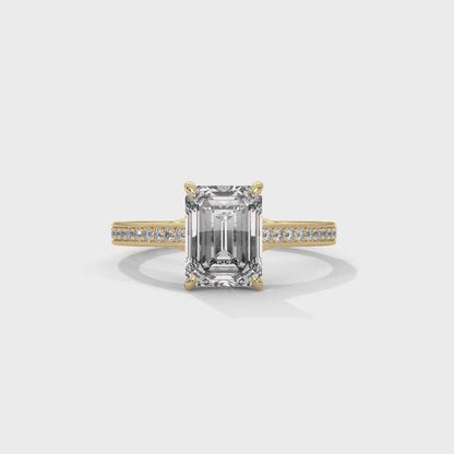 2 Carat Emerald Lab Diamond Engagement Ring | VVS Clarity Lab-Grown Diamond Ring | Solid Gold Customizable Ring | Promise Ring for Her