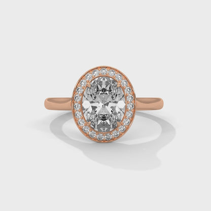 Oval Halo Lab Diamond Engagement Ring | 14k 18k 10k Gold & 925 Silver | Hidden Halo Wedding Ring | VVS Lab Diamond Ring | Maz Jewels
