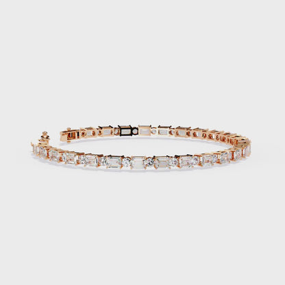 6.95ct Lab Diamond Tennis Bracelet | Emerald & Round Cut | 10K 14K 18K Gold and 925 Silver | Luxurious Gift for Her | Maz Jewels