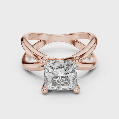 3 CT Princess Cut Lab Diamond Ring for Women | VVS-VS EF CVD Diamond | 18KT, 14KT, 10KT Gold & 925 Silver | Rose, Yellow, White Gold & Moissanite Options
