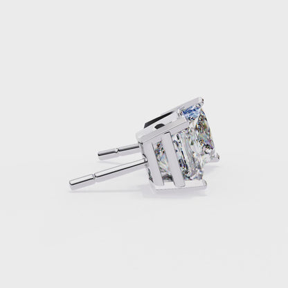 3ct Princess Cut Lab Diamond Stud Earrings | 1.50ct Each in 10K 14K 18K Gold or 925 Silver | Square Solitaire Earrings | Modern Elegant Gift