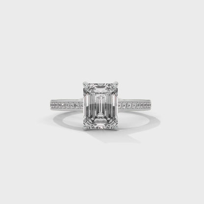 2 Carat Emerald Lab Diamond Engagement Ring | VVS Clarity Lab-Grown Diamond Ring | Solid Gold Customizable Ring | Promise Ring for Her