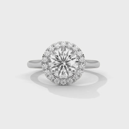 Elegant Round Halo Engagement Ring | 2ct Lab Grown Diamond | Yellow, Rose & White Gold Options | VVS Clarity | Luxury Solitaire Ring