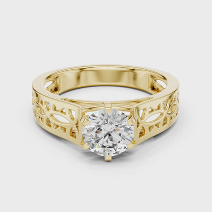 1 CT Round Lab Diamond Ring for Women | VVS-VS EF CVD | 18KT, 14KT, 10KT Gold & 925 Silver | Rose, Yellow, White Gold & Moissanite Options